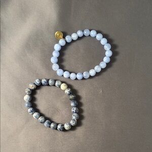 Blue and Gold Beaded Bracelet Set